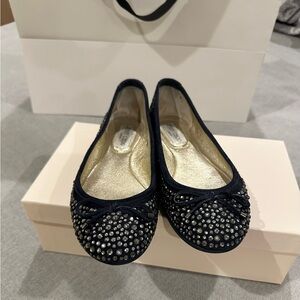 Moving sale. Jimmy Choo Navy Crystal Embellished Ballet Flats